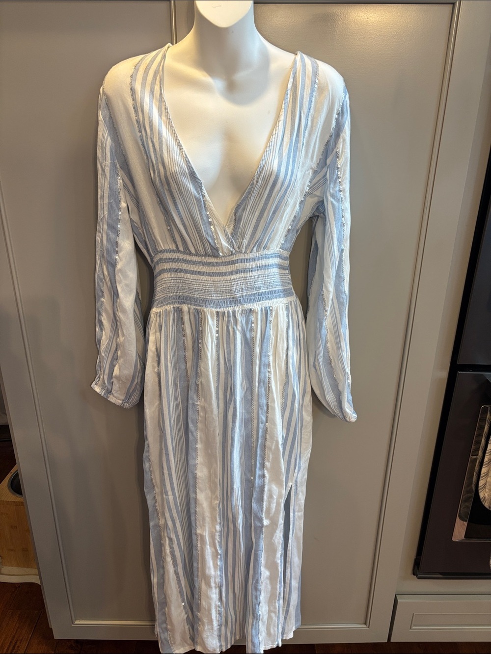 Blue Island Summer Dress Caftan Swimsuit cover up M
